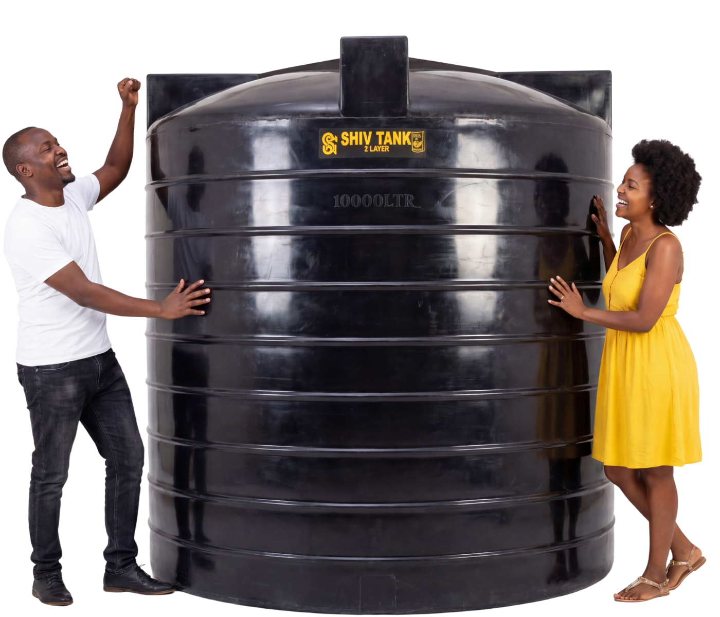 Happy Kenyan family with their Shiv Tank 10,000L water storage tank